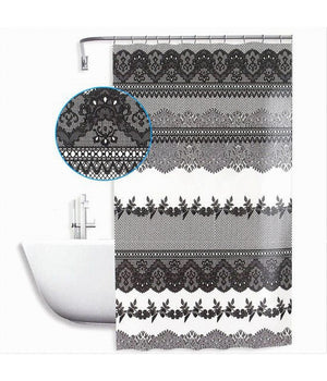 Tenda Doccia Antimuffa Impermeabile 240x200 Cm Con Anelli Bagno Pizzo Nero 59522         