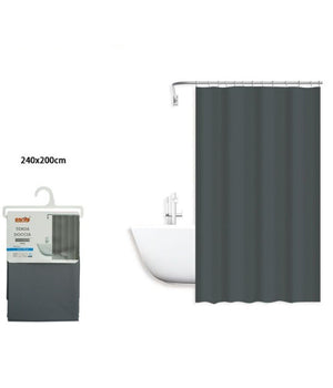 Tenda Doccia Antimuffa Impermeabile 240x200cm Con Anelli Bagno Grigio Scuro 79719         