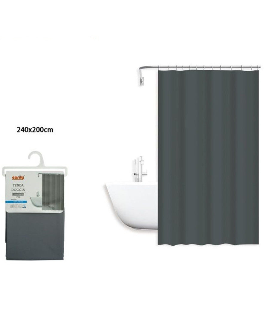 Tenda Doccia Antimuffa Impermeabile 240x200cm Con Anelli Bagno Grigio Scuro 79719         