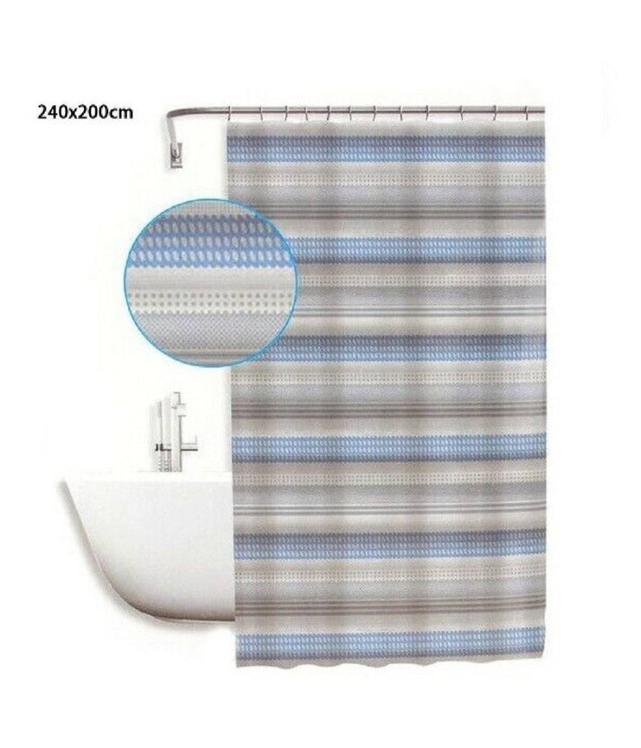 Tenda Doccia Antimuffa Impermeabile 240x200cm Con Anelli Righe Orizzontali 59524         