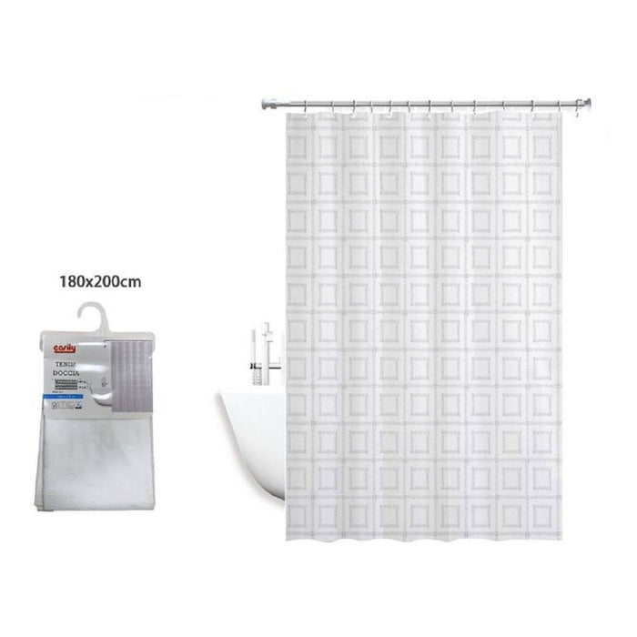 Trade Shop - Tenda Doccia Antimuffa Impermeabile Bagno 180 X 200 Cm Con Anelli Quadrati 59391 -