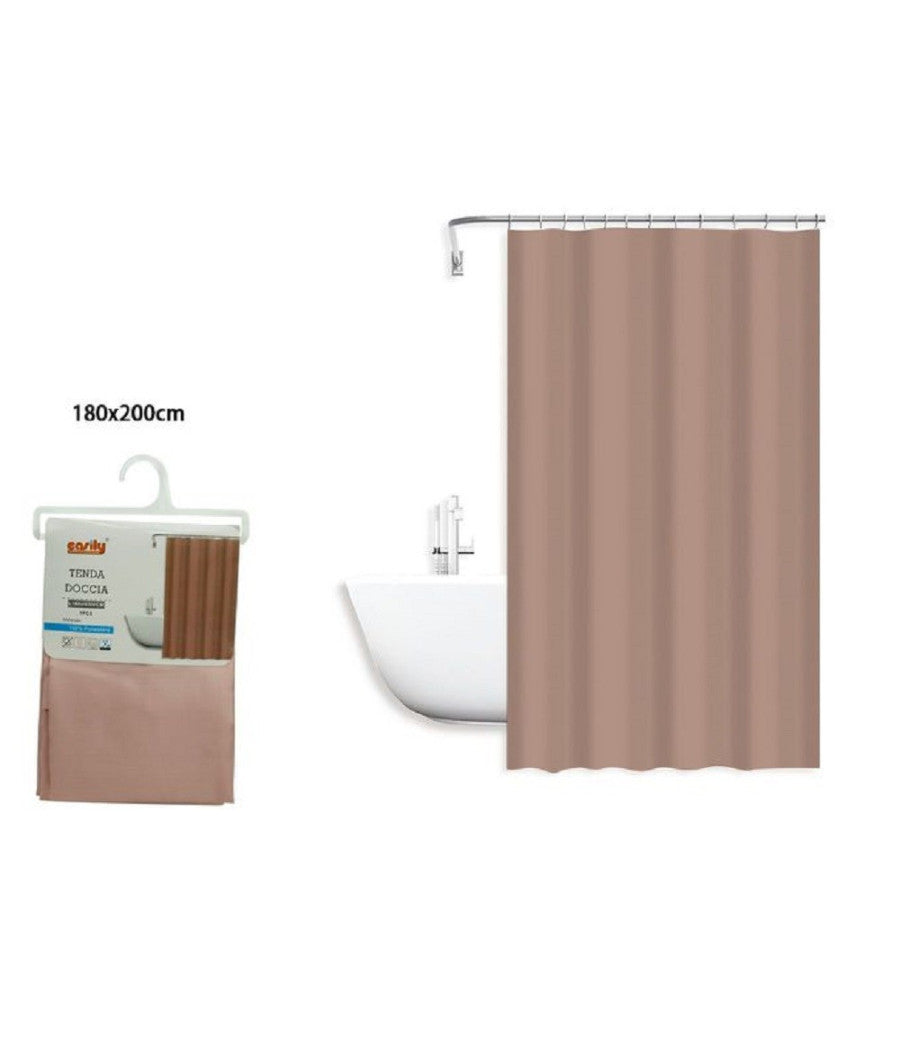 Trade Shop - Tenda Doccia Antimuffa Impermeabile Poliestere 180x200cm Con Anelli Ganci Bagno 79857 -
