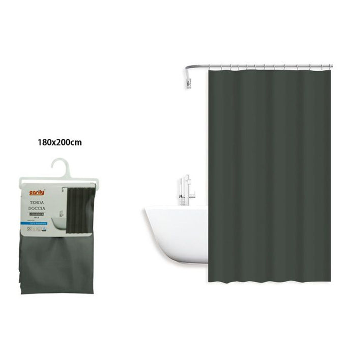 Trade Shop - Tenda Doccia Antimuffa Impermeabile Poliestere 180x200cm Ganci Bagno Grigia 79861         