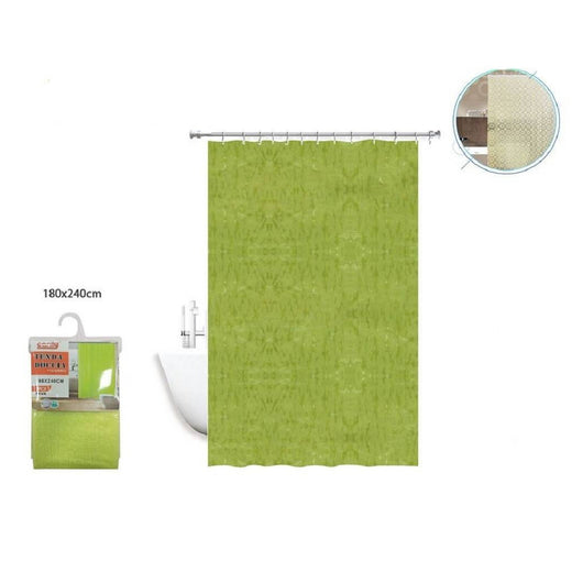 Trade Shop - Tenda Doccia Antimuffa Impermeabile Verde 180 X 240 Cm Con Anelli Bagno 2d 52132 -