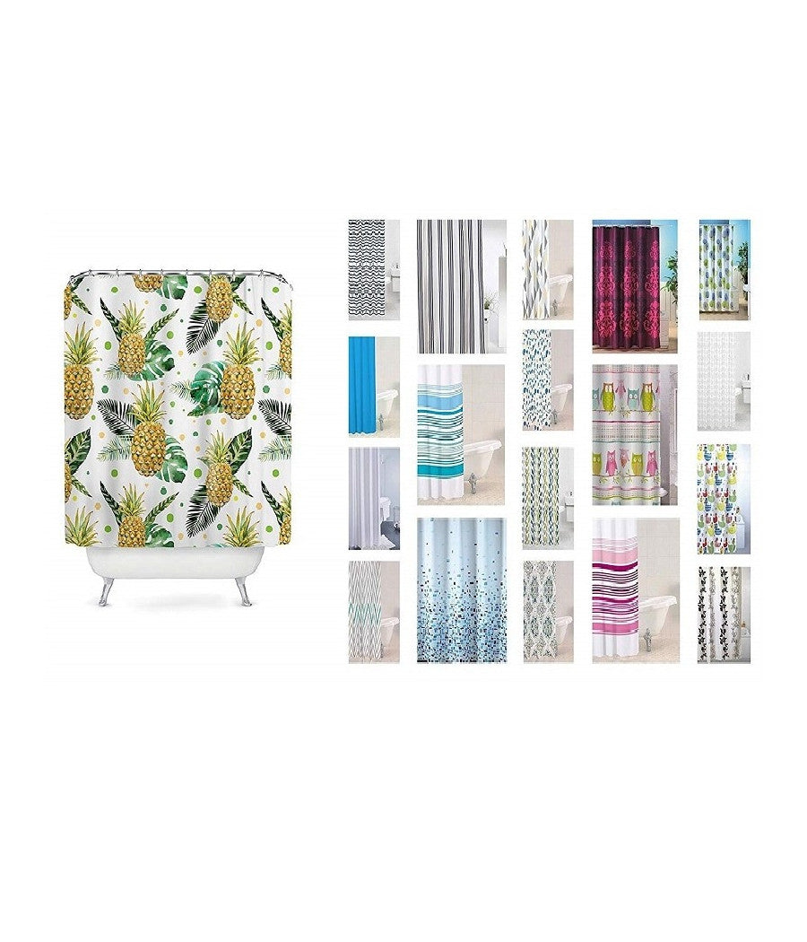 Tenda Doccia Antimuffa Per Bagno Da 180x200cm Con 12 Gancetti Per Bastone Asta         