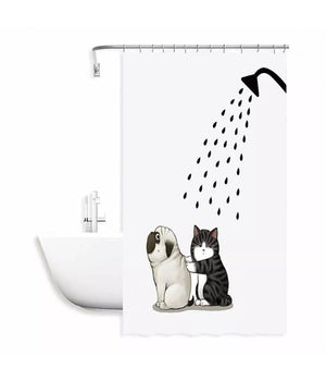 Tenda Doccia Impermeabile 180x200 Cm Con 12 Anelli Vasca Bagno Cane Gatto 87093         