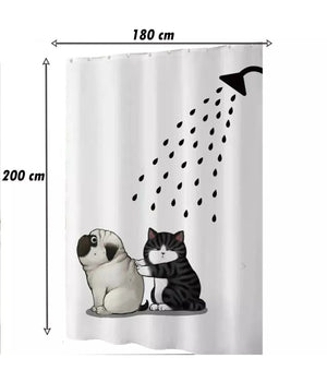 Tenda Doccia Impermeabile 180x200 Cm Con 12 Anelli Vasca Bagno Cane Gatto 87093         
