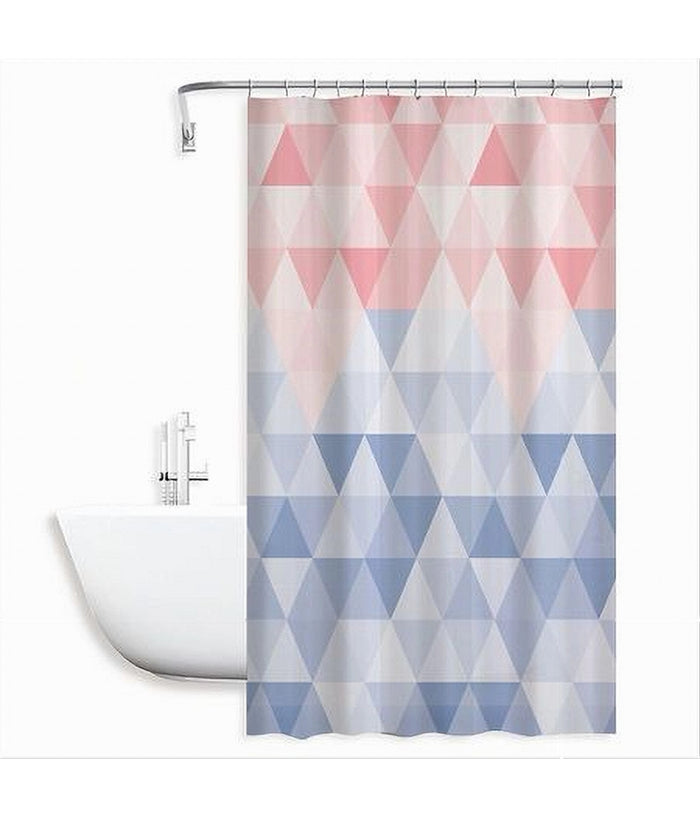 Tenda Doccia Impermeabile Bagno 12 Anelli Peva 240x200cm Triangolo Rosa Blu 79221         