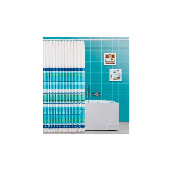 Trade Shop - Tenda Doccia In Vinile Con Ganci Impermeabile 180 X 200 Cm Azzurro Verde -