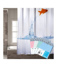 Tenda Doccia Vasca 180x180cm Poliestere Con Anelli Plastica Universali Bastone Bagno         