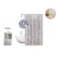 Trade Shop - Tenda Doccia Vasca Antimuffa Impermeabile Bianca Con Sassolini 180 X 200cm 59525 -