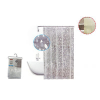 Trade Shop - Tenda Doccia Vasca Antimuffa Impermeabile Bianca Con Sassolini 180 X 200cm 59525 -