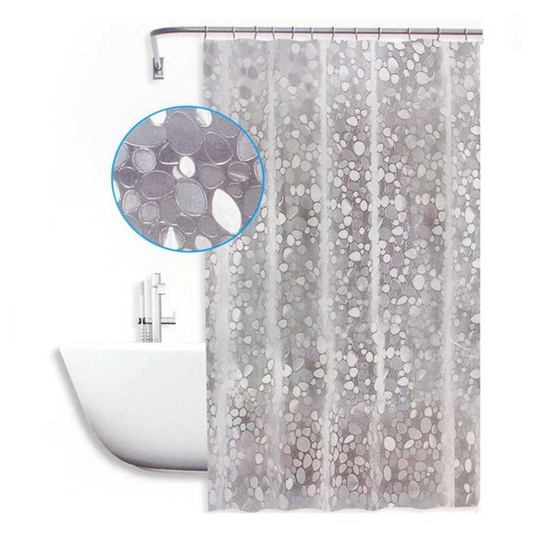 Trade Shop - Tenda Doccia Vasca Antimuffa Impermeabile Bianca Con Sassolini 180 X 200cm 59525 -