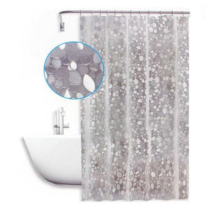 Trade Shop - Tenda Doccia Vasca Antimuffa Impermeabile Bianca Con Sassolini 180 X 200cm 59525 -