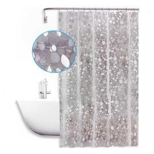 Trade Shop - Tenda Doccia Vasca Antimuffa Impermeabile Bianca Con Sassolini 180 X 200cm 59525 -