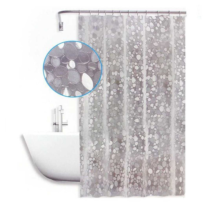 Trade Shop - Tenda Doccia Vasca Antimuffa Impermeabile Bianca Con Sassolini 180 X 200cm 59525 -