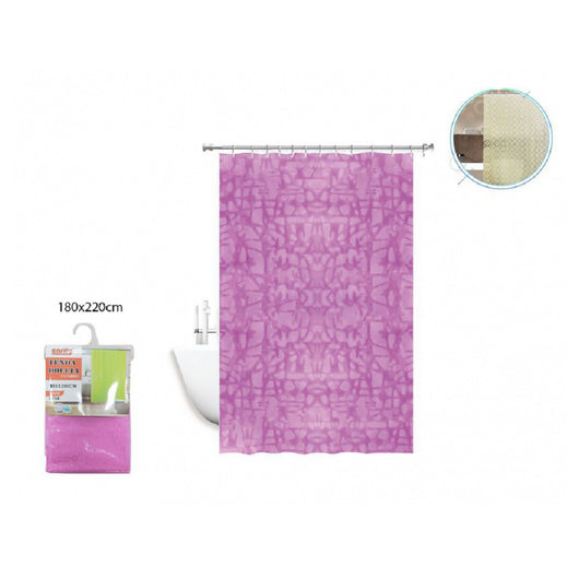 Trade Shop - Tenda Doccia Vasca Antimuffa Impermeabile Rosa/fuxia 180x220 Cm Con Anelli 52131 -