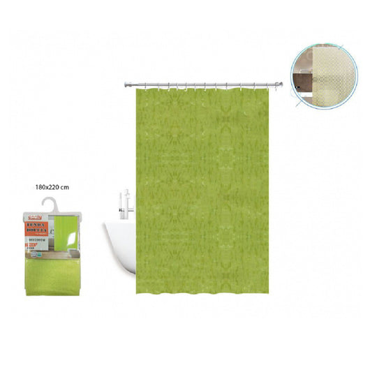 Trade Shop - Tenda Doccia Vasca Antimuffa Impermeabile Verde 2d 180 X 220 Cm Con Anelli 52131 -