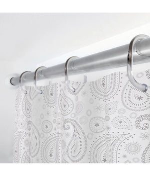 Tenda Doccia Vasca Bagno 12 Anelli 180x200 Cm Motivo Paisley Etnico Grigio 87581         