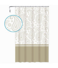 Tenda Doccia Vasca Bagno 12 Anelli 240x200 Cm Motivo Paisley Etnico Beige 87584         