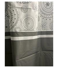 Tenda Doccia Vasca Bagno 12 Anelli 240x200cm Motivo Paisley Etnico Grigio 87582         