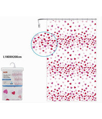 Tenda Doccia Vasca Bagno 12 Ganci Impermeabile Cuori Rossi Rosa 180x200 Cm 87561         
