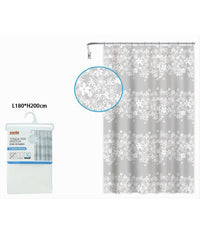 Tenda Doccia Vasca Bagno 180x200cm Impermeabile Con 12 Anelli Fiore Bianco 87579         