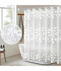 Tenda Doccia Vasca Bagno 180x200cm Impermeabile Con 12 Anelli Fiore Bianco 87579         