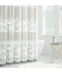 Tenda Doccia Vasca Bagno 180x200cm Impermeabile Con 12 Anelli Fiore Bianco 87579         