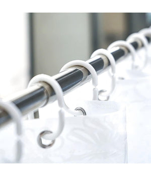 Tenda Doccia Vasca Bagno 180x200cm Impermeabile Con 12 Anelli Fiore Bianco 87579         