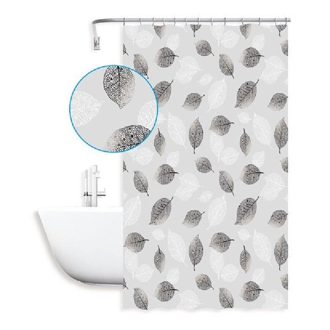 Trade Shop - Tenda Doccia Vasca Bagno 240 X 200cm Peva Fantasia Con Foglie Impermeabile 59808 -