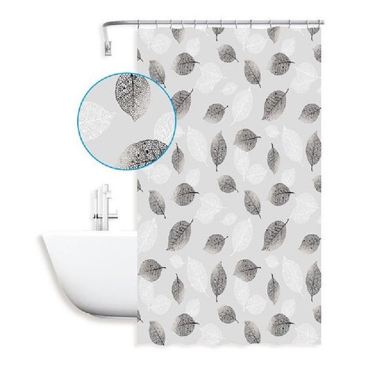 Trade Shop - Tenda Doccia Vasca Bagno 240 X 200cm Peva Fantasia Con Foglie Impermeabile 59808 -