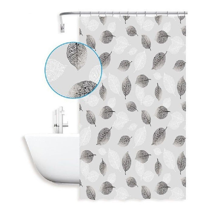 Trade Shop - Tenda Doccia Vasca Bagno 240 X 200cm Peva Fantasia Con Foglie Impermeabile 59808 -
