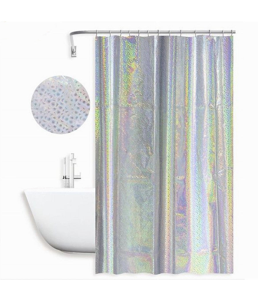 Tenda Doccia Vasca Bagno Effetto Paillettato Iridescente 12 Ganci 180x180cm 87189         