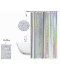 Tenda Doccia Vasca Bagno Effetto Paillettato Iridescente 12 Ganci 180x180cm 87189         