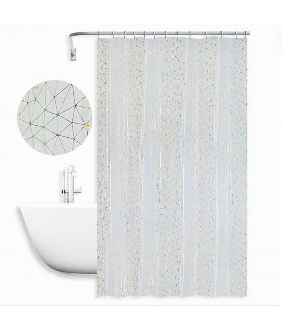 Tenda Doccia Vasca Bagno Geometrico Effetto Prisma Con 12 Ganci 240x180 Cm 87184         