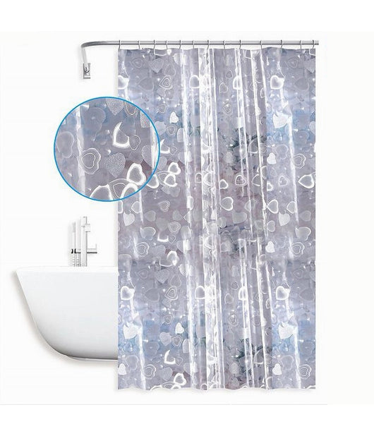 Tenda Doccia Vasca Bagno Impermeabile 12 Ganci Effetto 2d Cuori 180x200 Cm 59809         