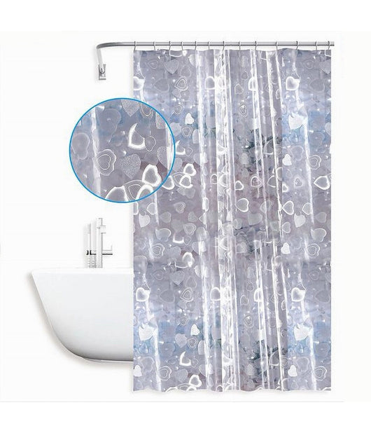 Tenda Doccia Vasca Bagno Impermeabile 12 Ganci Effetto 2d Cuori 240x200 Cm 59810         