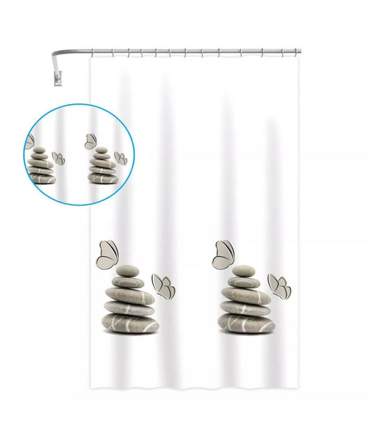Tenda Doccia Vasca Bagno Impermeabile Decorata Sassi Shabby Chic 180x200cm 87565         