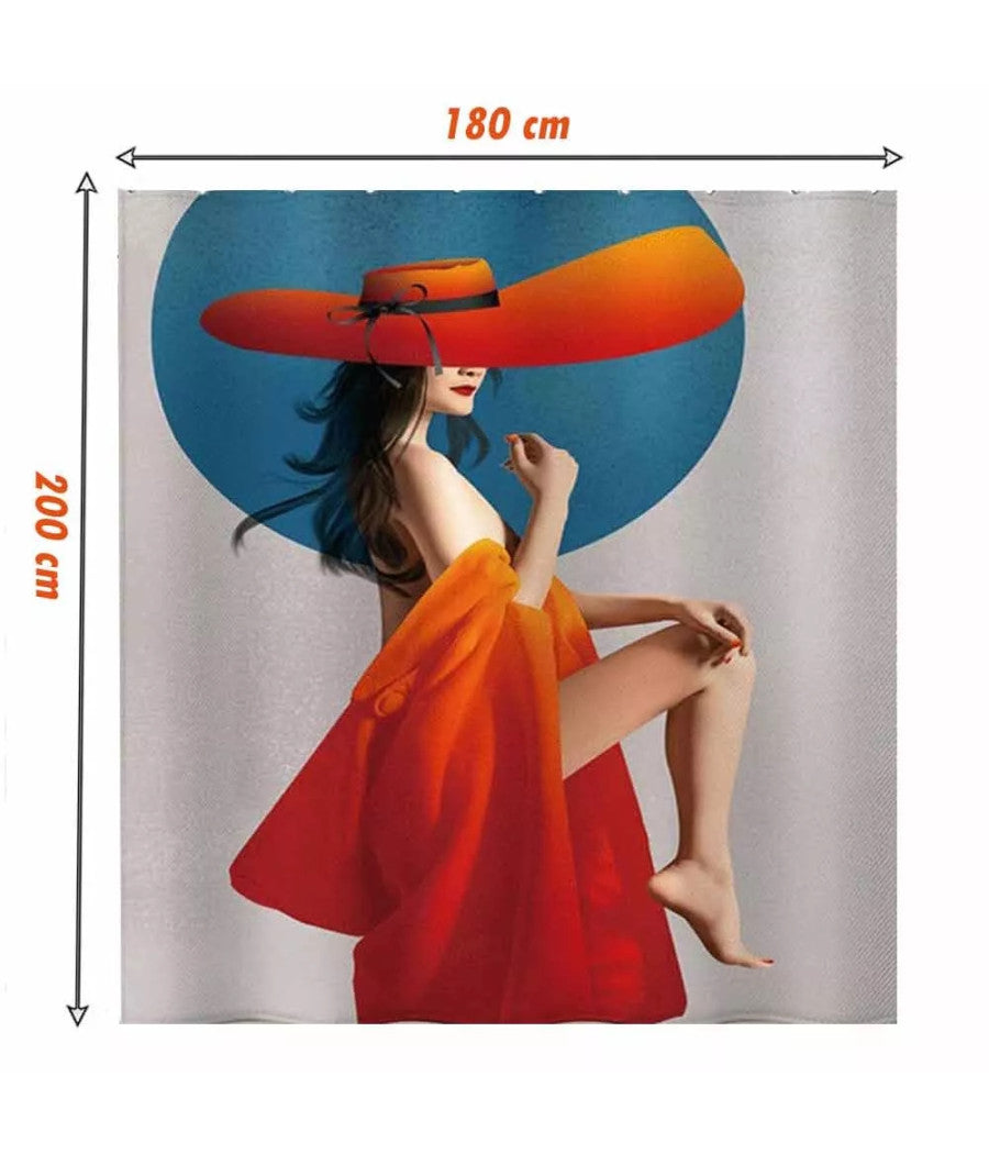 Tenda Doccia Vasca Bagno Impermeabile Donna Sexy 180 X 200cm Con 12 Anelli 87094         