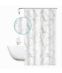 Tenda Doccia Vasca Bagno Impermeabile Marmo Bianco 180x200cm Con 12 Anelli 87593         