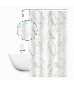 Tenda Doccia Vasca Bagno Impermeabile Marmo Bianco 180x200cm Con 12 Anelli 87593         