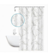 Tenda Doccia Vasca Bagno Impermeabile Marmo Bianco 240x200cm Con 12 Anelli 87594         