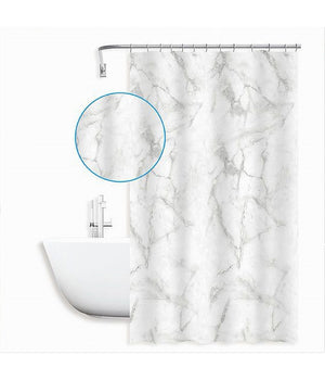 Tenda Doccia Vasca Bagno Impermeabile Marmo Bianco 240x200cm Con 12 Anelli 87594         
