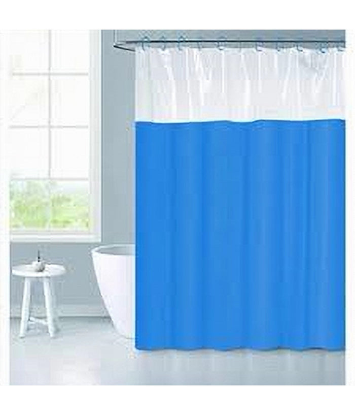 Tenda Doccia Vasca Bagno Peva Con 12 Ganci 180 X 200cm Trasparente Celeste 69494         