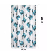 Tenda Doccia Vasca Impermeabile 12 Ganci Decorazione Fiori Blu 180x200 Cm 79224         