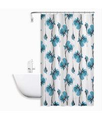 Tenda Doccia Vasca Impermeabile 12 Ganci Decorazione Fiori Blu 240 X 200cm 79225         