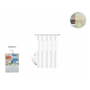 Trade Shop - Tenda Doccia Vasca Impermeabile Antimuffa Bianco 3d 180 X 220 Cm Giuntura 52134 -