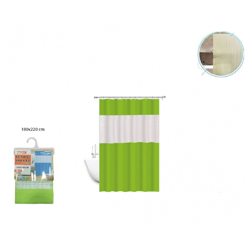 Trade Shop - Tenda Doccia Vasca Impermeabile Antimuffa Verde 3d 180 X 220 Cm Giuntura 52134 -