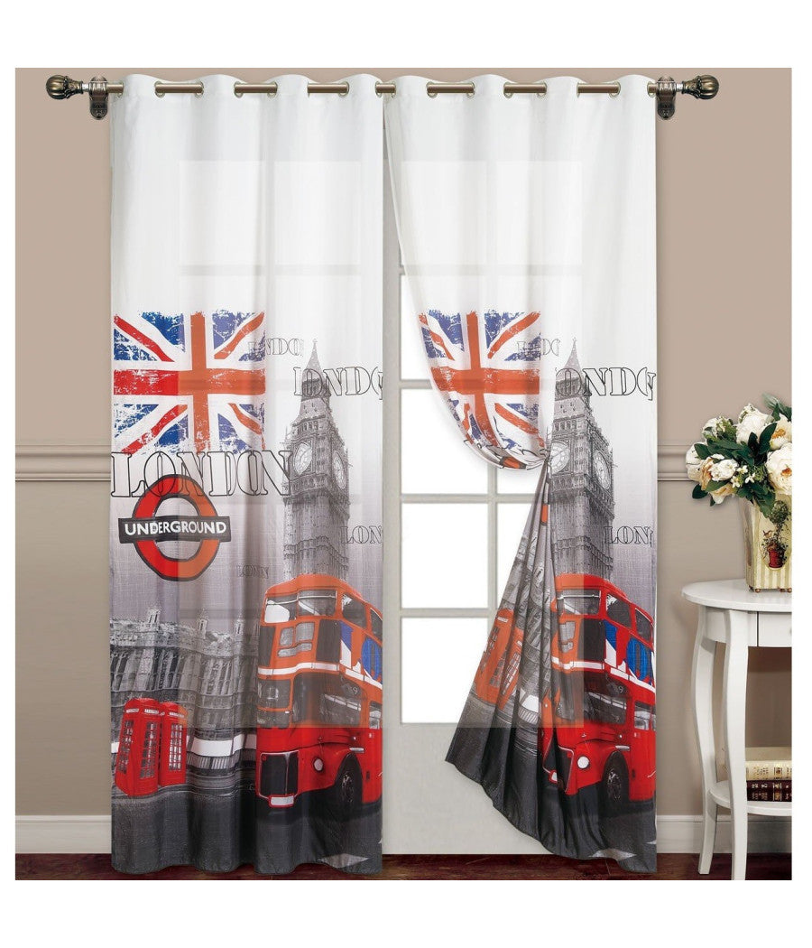 Tenda London Londra British Uk Pannello Anelli Arredo Porta Finestra Bastone         